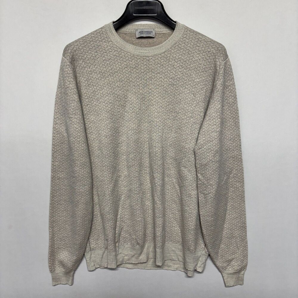 John Smedley Men 100% Wool Pullover Sweater Size XL X-Large Crew C131 -19